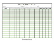 Afternoon Schedule Time Card