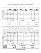 Weekly Time Card 3 Blended Rates Overtime