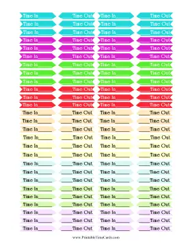 Colorful Time In Out Stickers Time Card