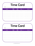 Child Daily Time Card