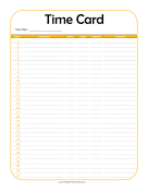 Child Monthly Time Card