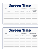 Daily Screen Time Card