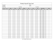 Payroll Time Card Weekly