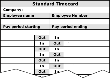 sample of free printable time card