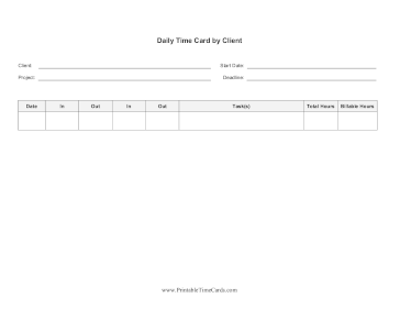 Daily Time Card By Client Time Card