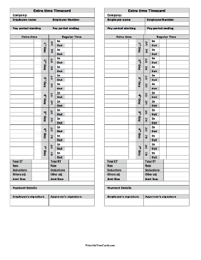 Extra Time Time Card