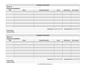 Freelance Time Card Time Card