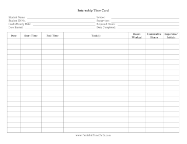 Internship Time Card Time Card