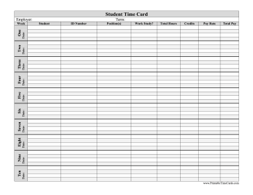 Multiple Student Time Card Time Card