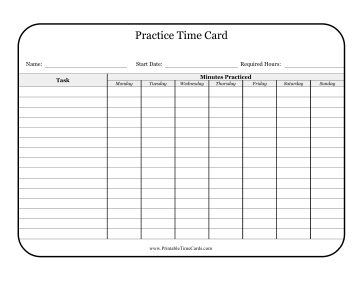 Practice Time Card Time Card