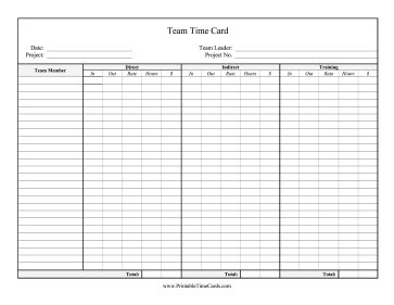 Team Project Time Card Time Card