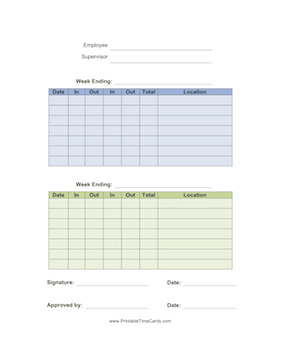 Time Card with Location Time Card