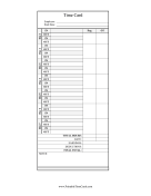 4x9-Inch Time Card