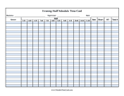 Evening Schedule Time Card