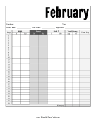 February Time Card