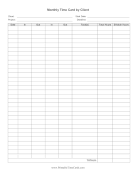 Monthly Time Card By Client