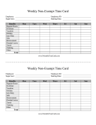 Non-Exempt Time Card Weekly