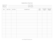 Student Driver Time Card Time Card