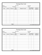 Training Time Card