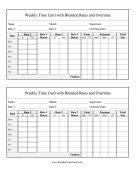 Weekly Time Card 2 Blended Rates Overtime