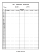 Weekly Time Card By Half-Hour